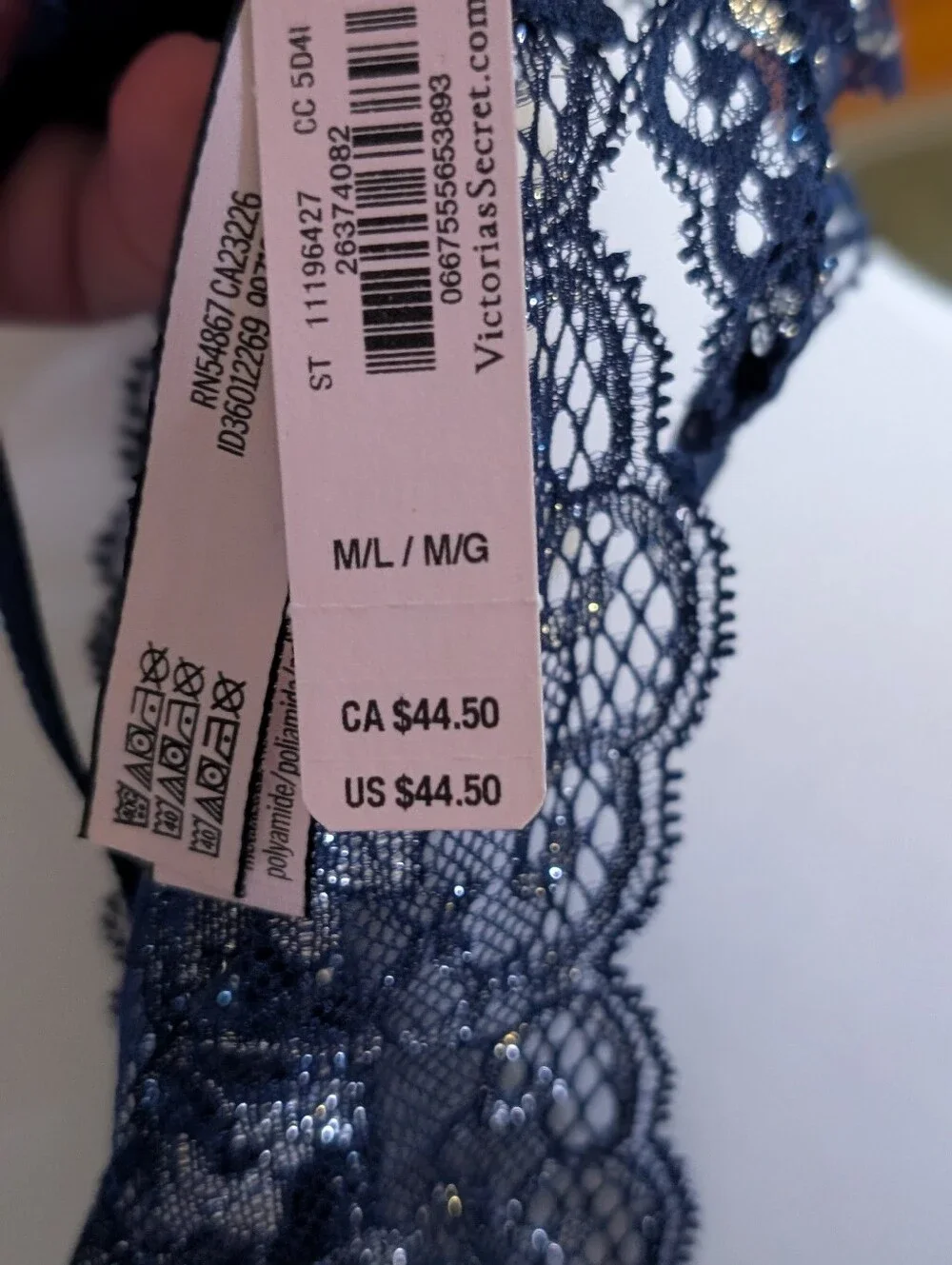 Coquette Glitter Lace Garter Belt Victoria's Secret Navy‎ Blue Metallic (M) NWT